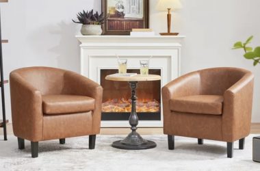 2 Faux Leather Barrel Accent Chairs Just $154 (Reg. $229)!